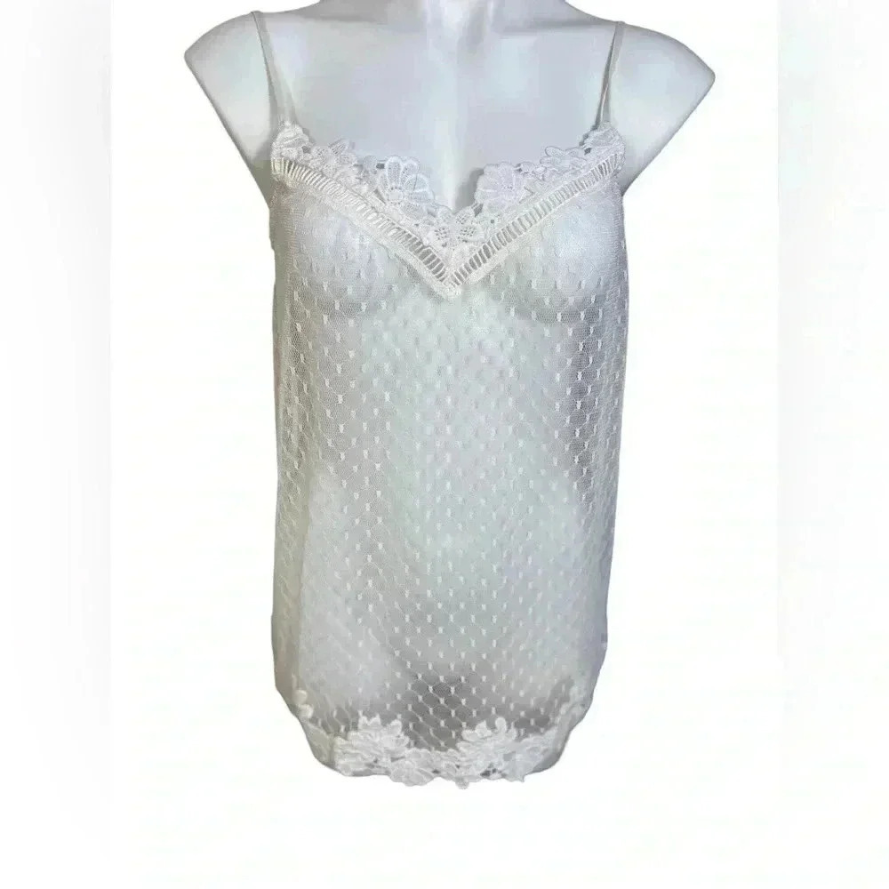 Victoria’s Secret sheer coquette white lace cami camisole large
